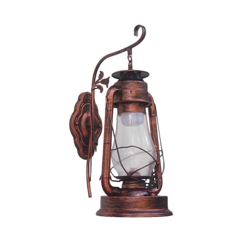 Coastal Style Wall Mounted Kerosene Light Fixture With Clear Glass - Available In Black Bronze Or