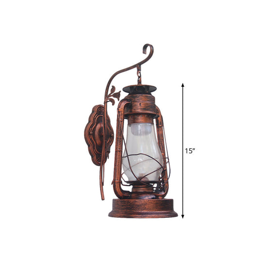 Coastal Style Wall Mounted Kerosene Light Fixture With Clear Glass - Available In Black Bronze Or