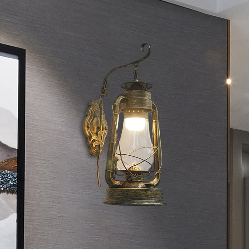 Coastal Style Wall Mounted Kerosene Light Fixture With Clear Glass - Available In Black Bronze Or