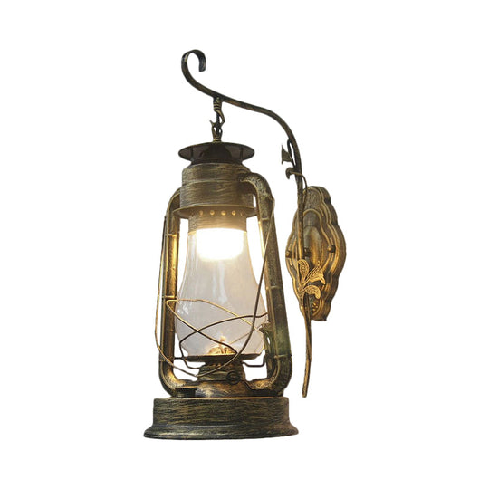 Coastal Style Wall Mounted Kerosene Light Fixture With Clear Glass - Available In Black Bronze Or