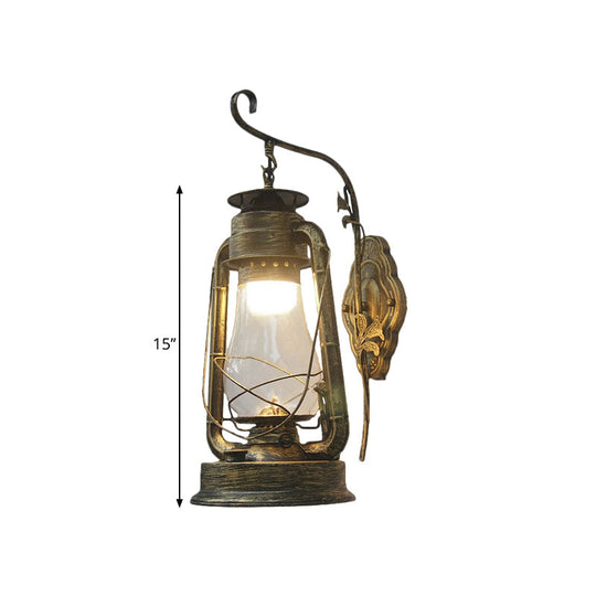 Coastal Style Wall Mounted Kerosene Light Fixture With Clear Glass - Available In Black Bronze Or