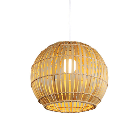 Global Bamboo Stripe Pendant Light Fixture - 1 Head Beige Restaurant Quality