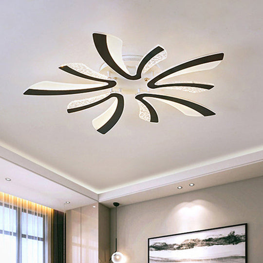 Simplicity Dandelion Led Ceiling Light Black Acrylic 3/5 Lights Warm/White Glow For Living Room