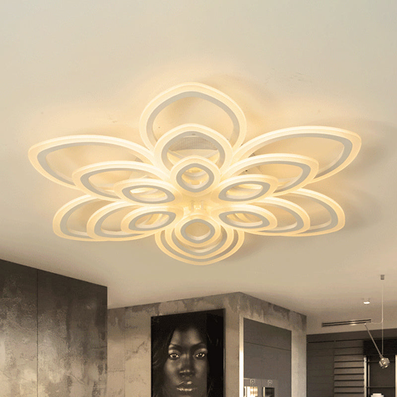 Acrylic Led Flush Mount Ceiling Light In Modern White - Available 3 Widths