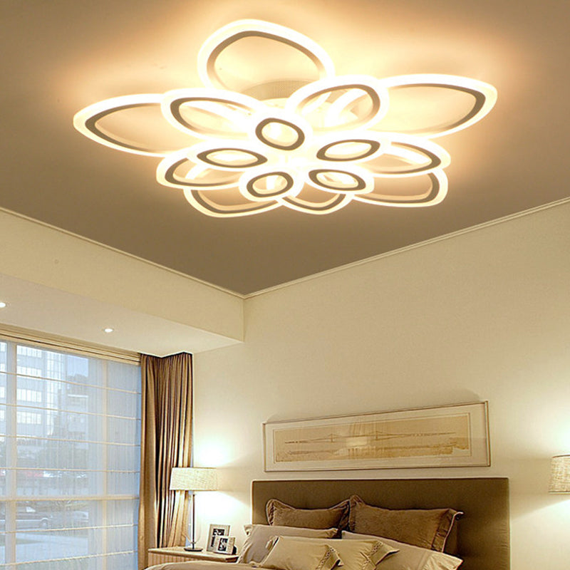 Acrylic Led Flush Mount Ceiling Light In Modern White - Available 3 Widths