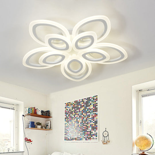 Acrylic Led Flush Mount Ceiling Light In Modern White - Available 3 Widths / 30