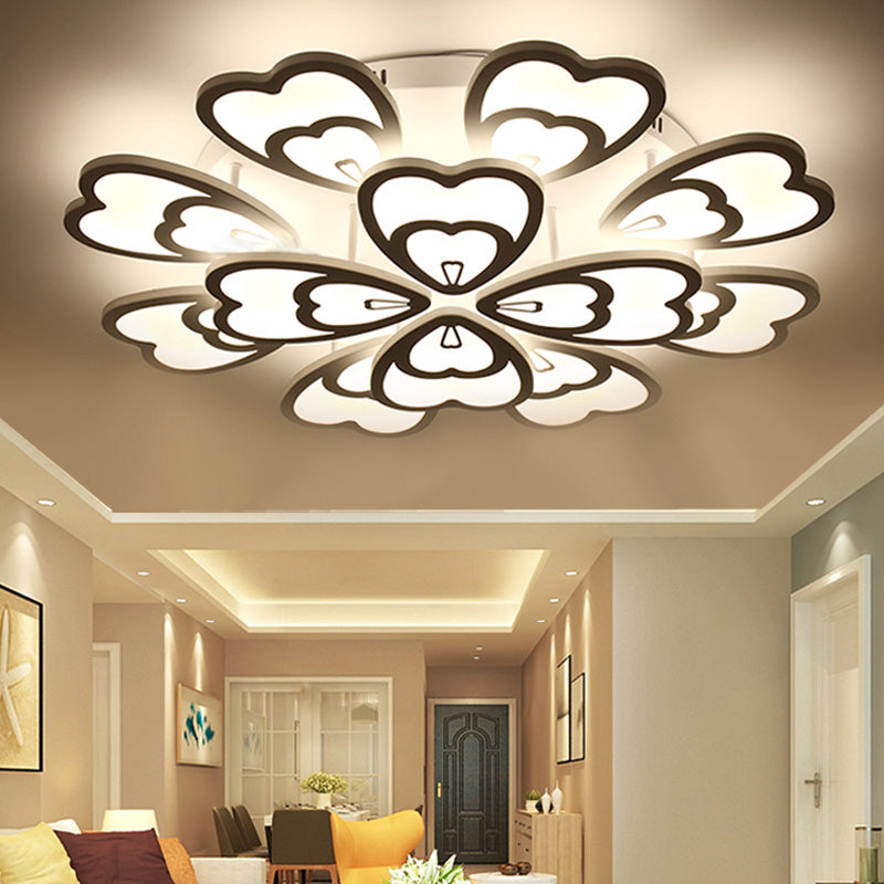 Contemporary Peacock Feather Acrylic Semi-Flush Light - Led Ceiling Mount Lamp With Blooming