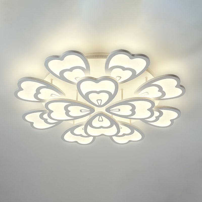 Contemporary Peacock Feather Acrylic Semi-Flush Light - Led Ceiling Mount Lamp With Blooming