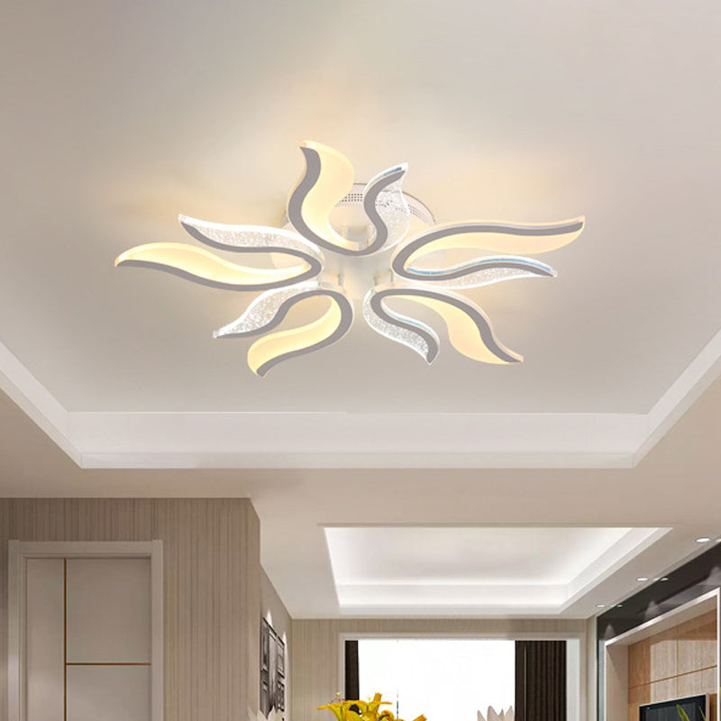 Flame Flower Led Ceiling Fixture - Modern & Creative Design Warm/White Light 31.5/39/49 Wide White /