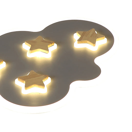 Cloud And Star Acrylic Flush Mount Ceiling Light For Kids Bedroom - Art Deco Fixture