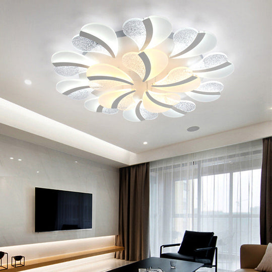 Modern Heart-Shaped LED Ceiling Lamp - Acrylic, Flush Mount Light for Living Room with 5/9/15 Warm/White Lights