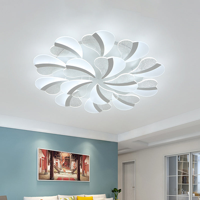 Modern Heart-Shaped LED Ceiling Lamp - Acrylic, Flush Mount Light for Living Room with 5/9/15 Warm/White Lights