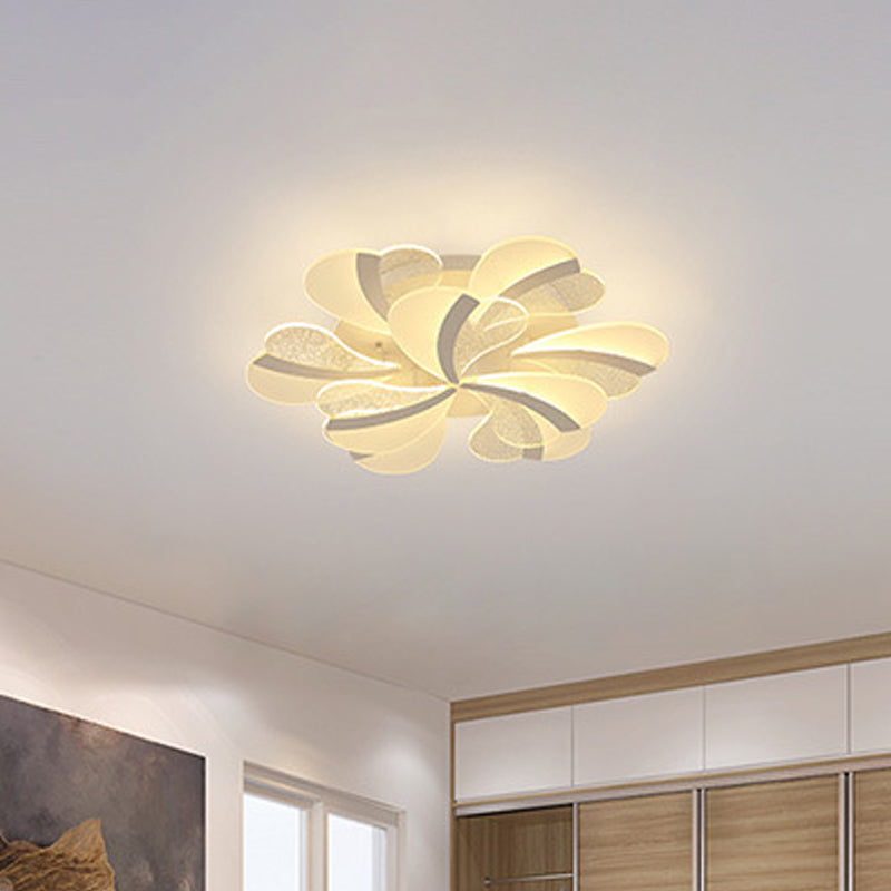 Modern Heart-Shaped LED Ceiling Lamp - Acrylic, Flush Mount Light for Living Room with 5/9/15 Warm/White Lights