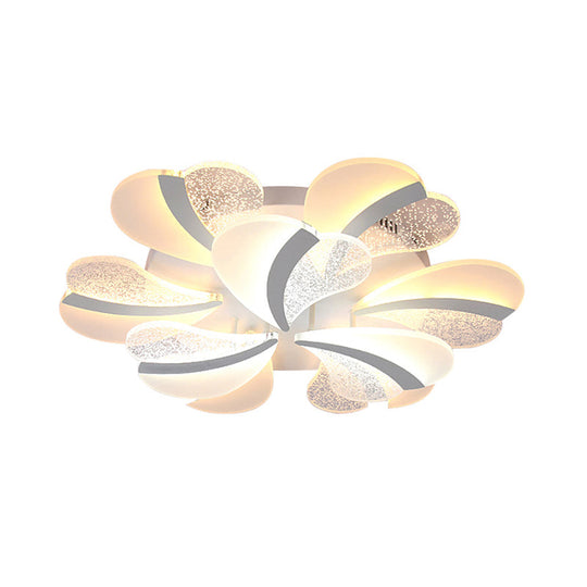 Modern Heart-Shaped LED Ceiling Lamp - Acrylic, Flush Mount Light for Living Room with 5/9/15 Warm/White Lights