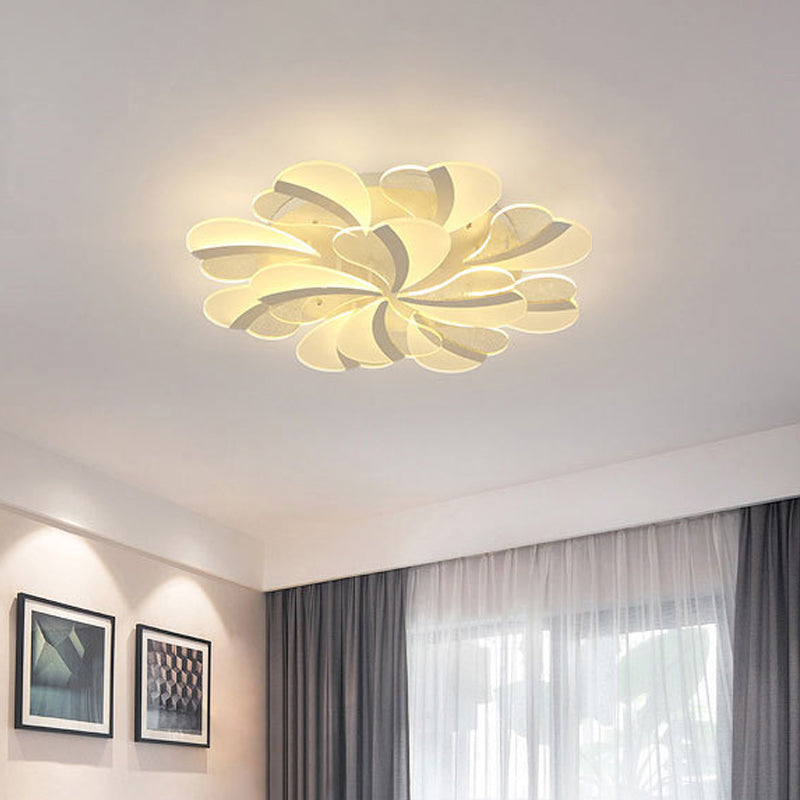 Modern Heart-Shaped LED Ceiling Lamp - Acrylic, Flush Mount Light for Living Room with 5/9/15 Warm/White Lights