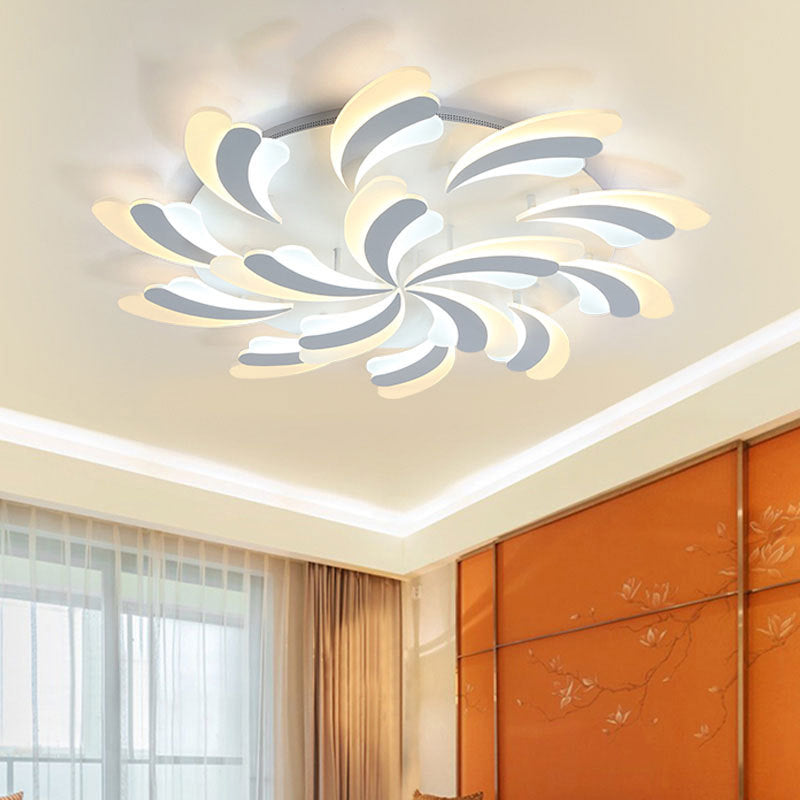 Modern Wing Ceiling Light: Stylish Acrylic Semi Flush Mount Fixture (9/12/15 Light Options) - Warm/White Lighting for Bedrooms