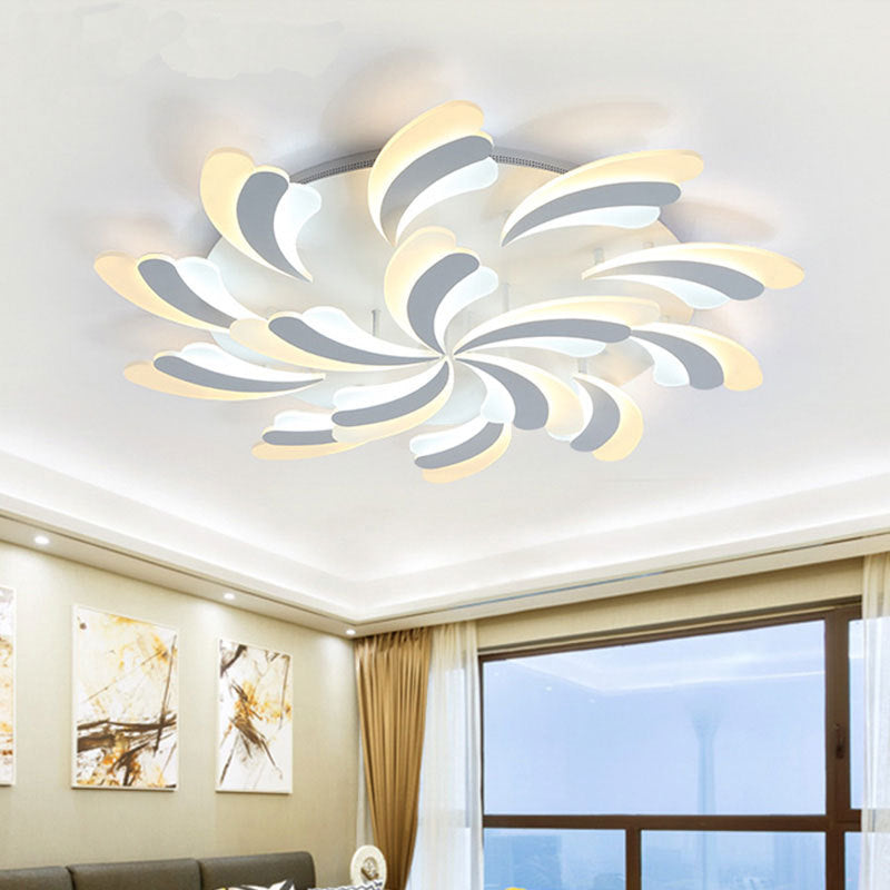 Modern Wing Ceiling Light: Stylish Acrylic Semi Flush Mount Fixture (9/12/15 Light Options) - Warm/White Lighting for Bedrooms