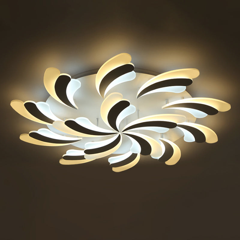 Modern Wing Ceiling Light: Stylish Acrylic Semi Flush Mount Fixture (9/12/15 Light Options) - Warm/White Lighting for Bedrooms