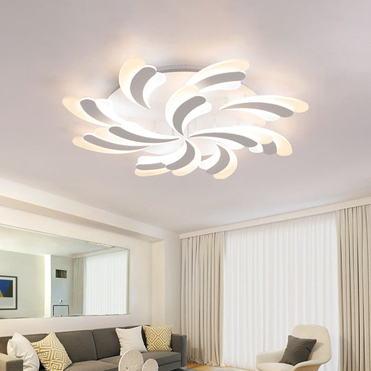 Modern Wing Ceiling Light: Stylish Acrylic Semi Flush Mount Fixture (9/12/15 Light Options) - Warm/White Lighting for Bedrooms