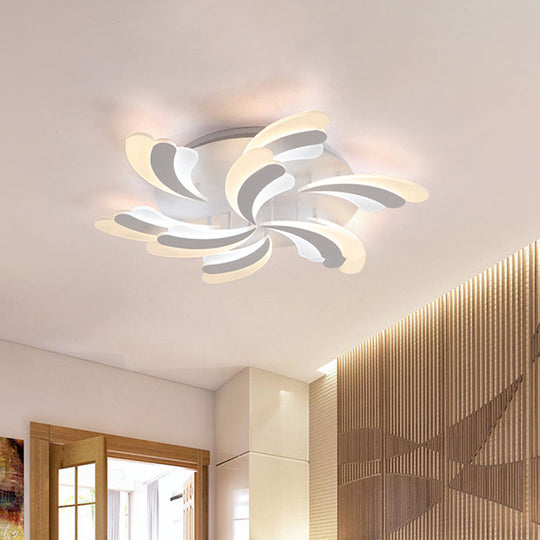 Modern Wing Ceiling Light: Stylish Acrylic Semi Flush Mount Fixture (9/12/15 Light Options) - Warm/White Lighting for Bedrooms