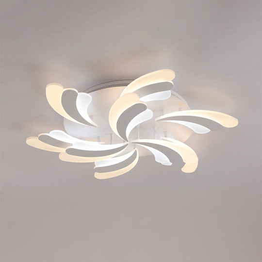 Modern Wing Ceiling Light: Stylish Acrylic Semi Flush Mount Fixture (9/12/15 Light Options) - Warm/White Lighting for Bedrooms