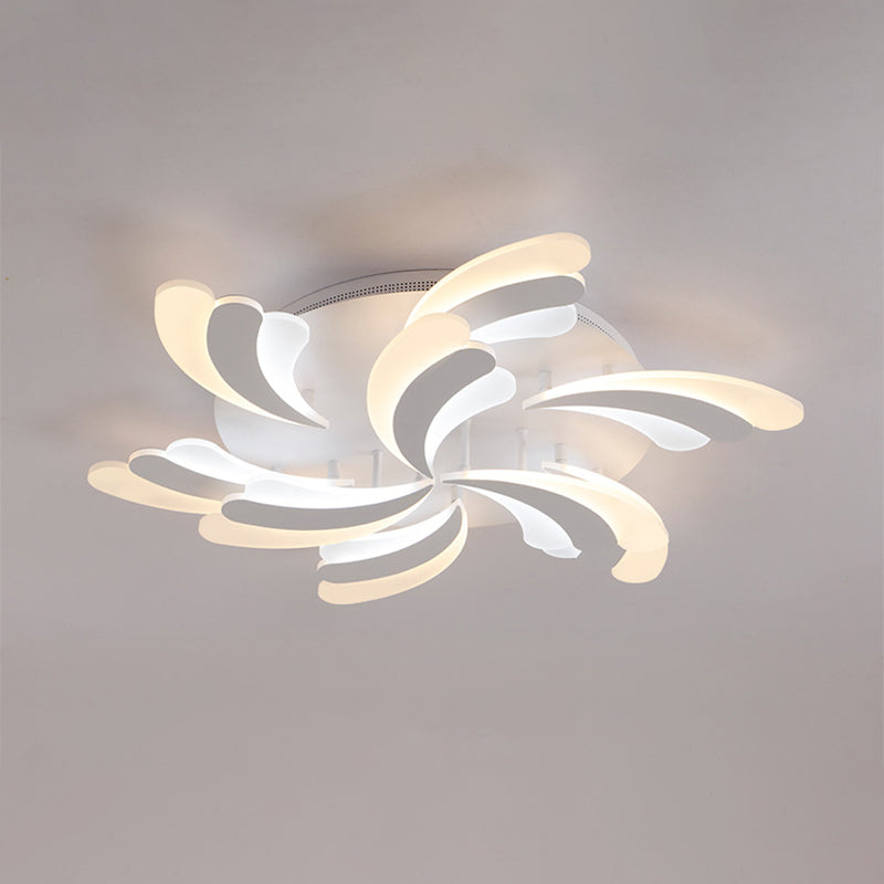 Modern Wing Ceiling Light: Stylish Acrylic Semi Flush Mount Fixture (9/12/15 Light Options) -