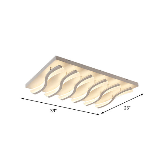 Modern Acrylic Ceiling Light: Square/Rectangle 4/6/7-Light Flush Mounted Warm/White Led