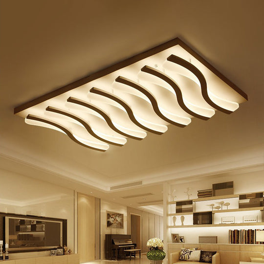 Modern Acrylic Ceiling Light: Square/Rectangle 4/6/7-Light Flush Mounted Warm/White Led