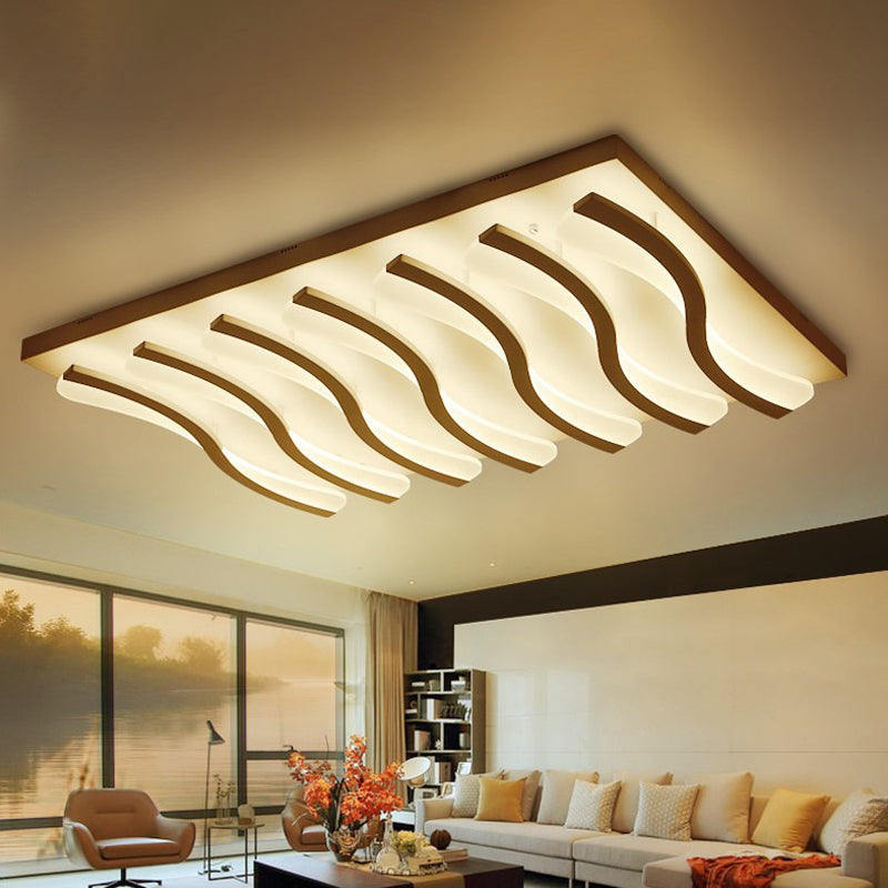 Modern Acrylic Ceiling Light: Square/Rectangle 4/6/7-Light Flush Mounted Warm/White Led