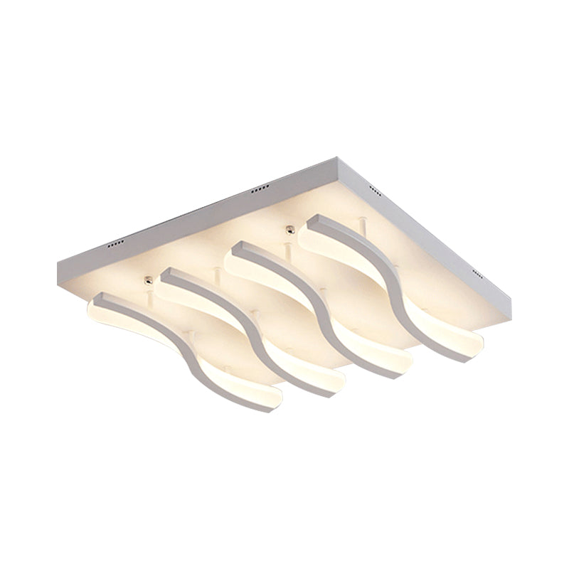 Modern Acrylic Ceiling Light: Square/Rectangle 4/6/7-Light Flush Mounted Warm/White Led