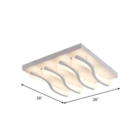 Modern Acrylic Ceiling Light: Square/Rectangle 4/6/7-Light Flush Mounted Warm/White Led