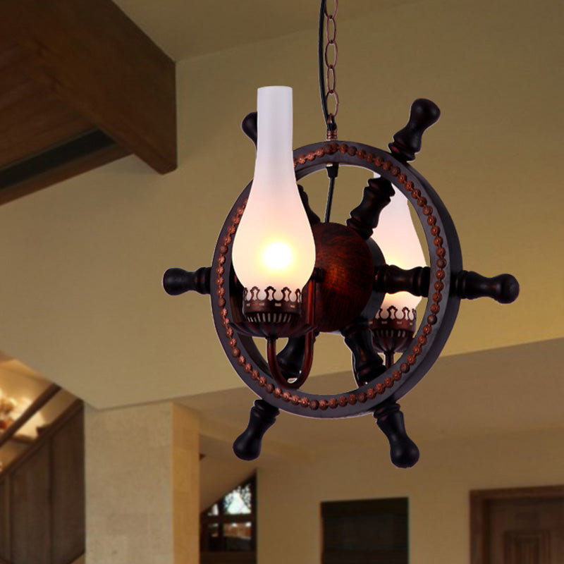 Frosted Glass Chandelier: Vintage 2-Light Pendant Lighting for Dining Room in Bottle Shade