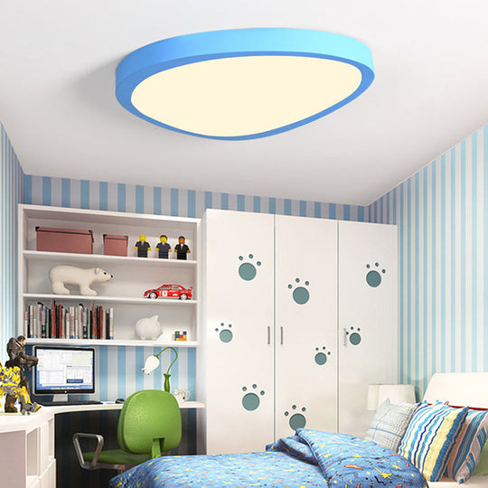 Macaron Loft Acrylic Triangle Led Flush Ceiling Light For Baby Room - Candy Colored Lamp Blue / 18