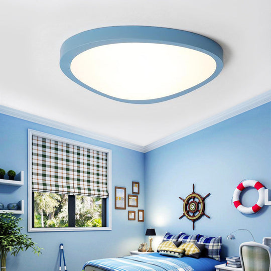 Macaron Loft Acrylic Triangle Led Flush Ceiling Light For Baby Room - Candy Colored Lamp Blue / 18