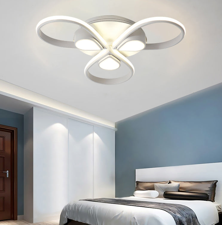 White Flush Mount Ceiling Light With Flower Acrylic Detailing: Modern Contemporary For Living Room 3