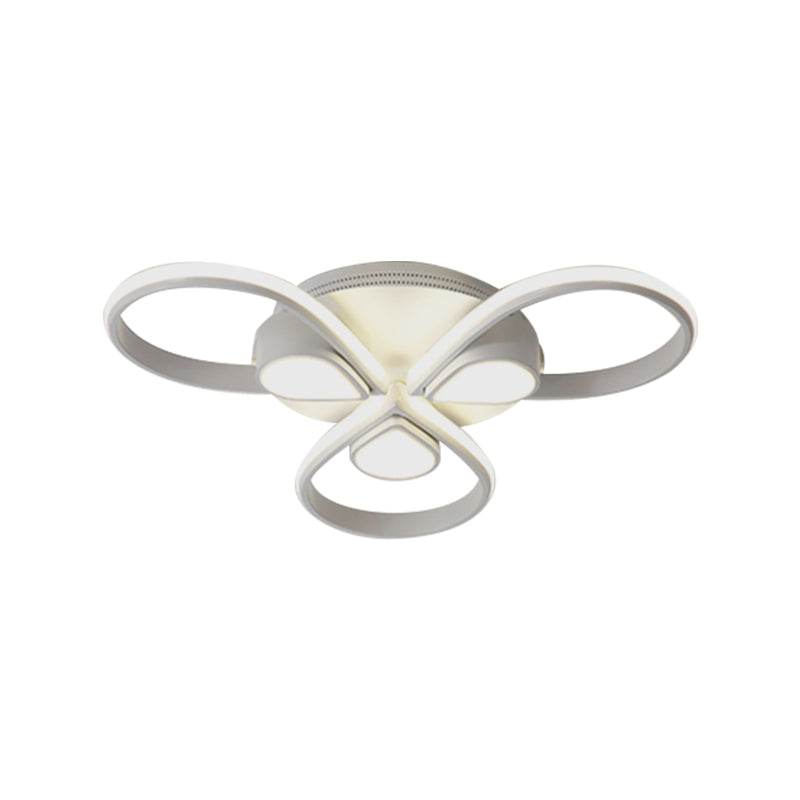 White Flush Mount Ceiling Light with Flower Acrylic Detailing: Modern Contemporary for Living Room