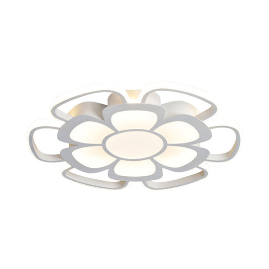 White Acrylic Petal Flush Mount LED Ceiling Lamp - Modern Style for Living Room