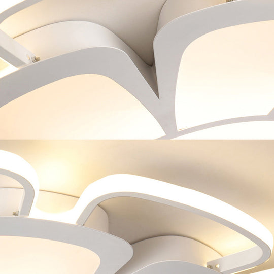 White Acrylic Petal Flush Mount LED Ceiling Lamp - Modern Style for Living Room