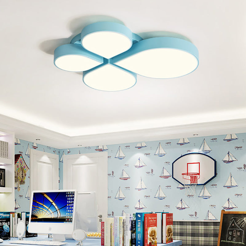 Petite Macaron Style Led Flush Ceiling Light For Kindergarten With Flat Petal Design Blue / 20.5