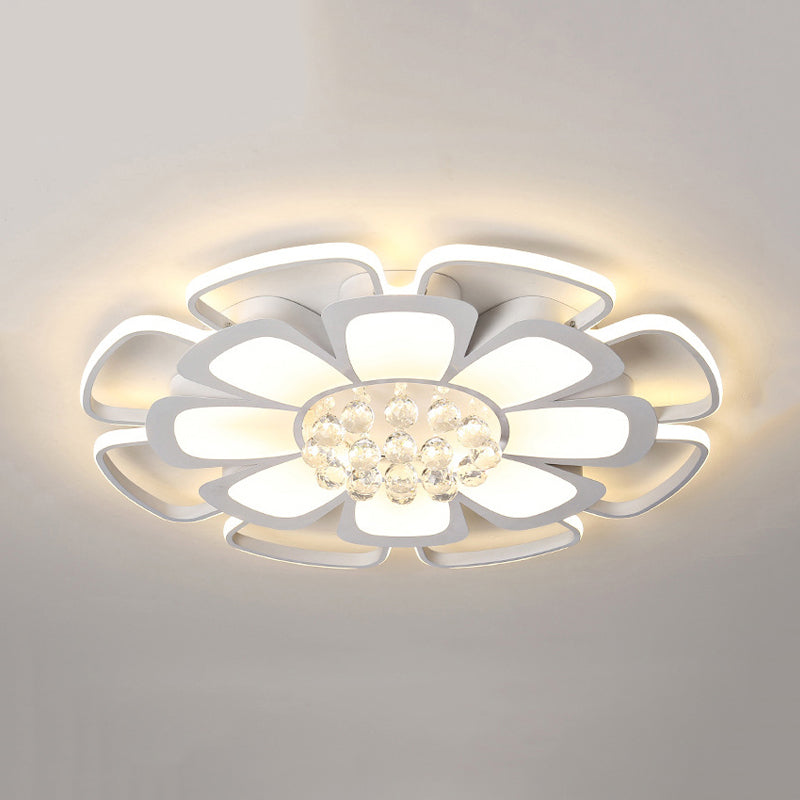 White Acrylic Blossom LED Ceiling Light - Crystal Ball Kids Lamp for Nursing Room