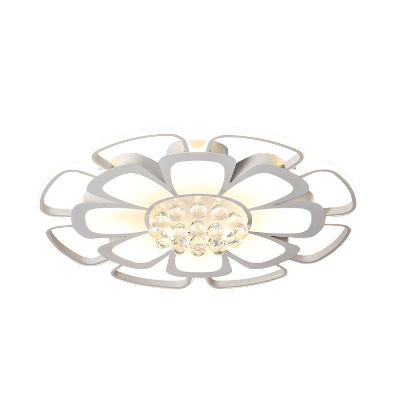 White Acrylic Blossom LED Ceiling Light - Crystal Ball Kids Lamp for Nursing Room