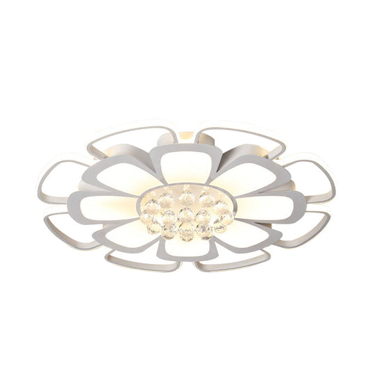 White Acrylic Blossom LED Ceiling Light - Crystal Ball Kids Lamp for Nursing Room