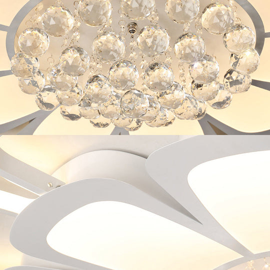 White Acrylic Blossom LED Ceiling Light - Crystal Ball Kids Lamp for Nursing Room