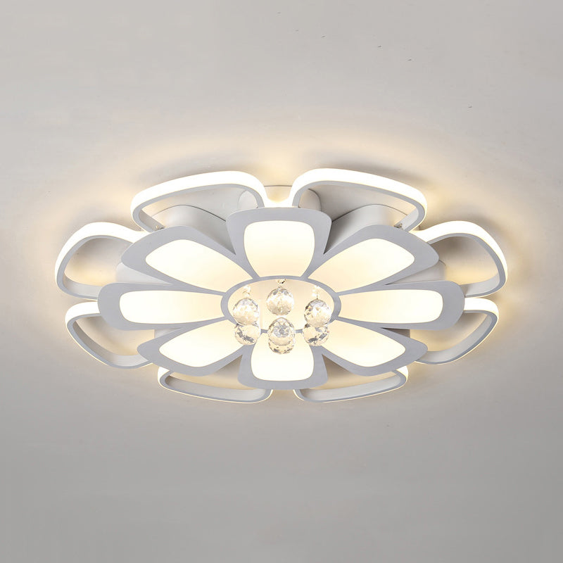 White Acrylic Blossom LED Ceiling Light - Crystal Ball Kids Lamp for Nursing Room