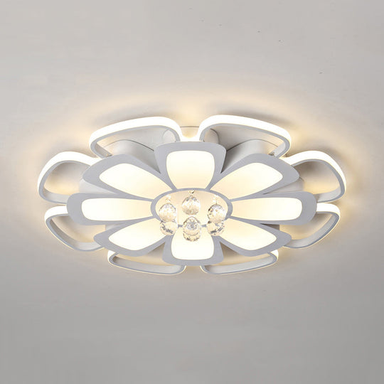 White Acrylic Blossom LED Ceiling Light - Crystal Ball Kids Lamp for Nursing Room