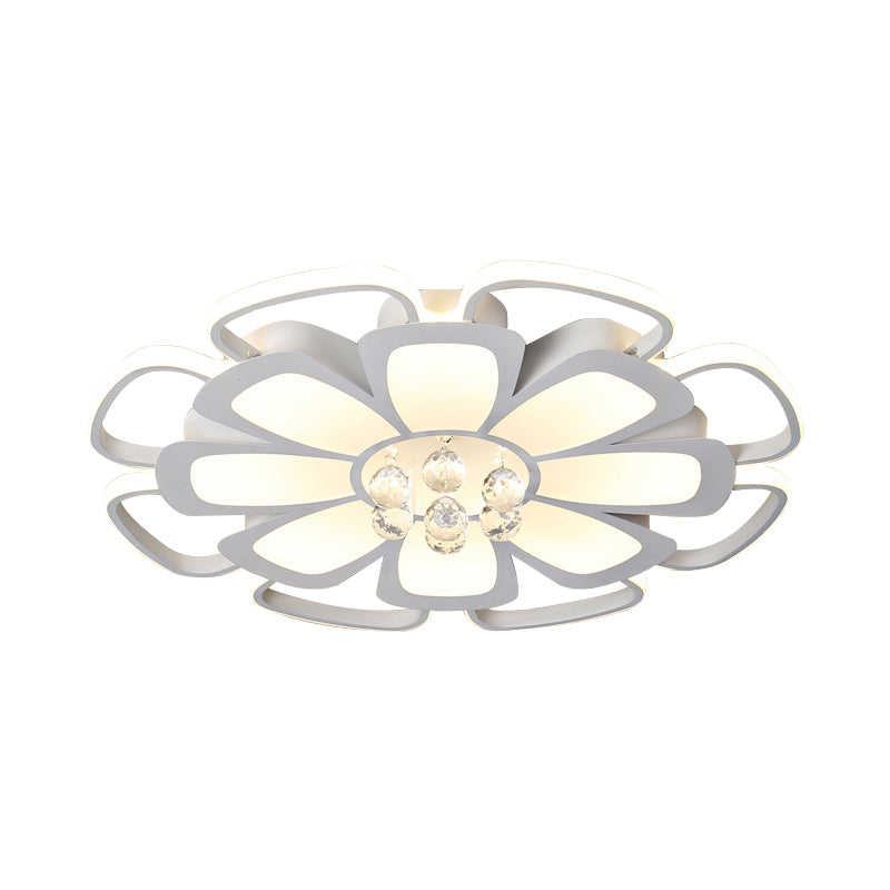 White Acrylic Blossom LED Ceiling Light - Crystal Ball Kids Lamp for Nursing Room