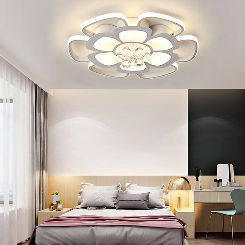 White Acrylic Blossom LED Ceiling Light - Crystal Ball Kids Lamp for Nursing Room