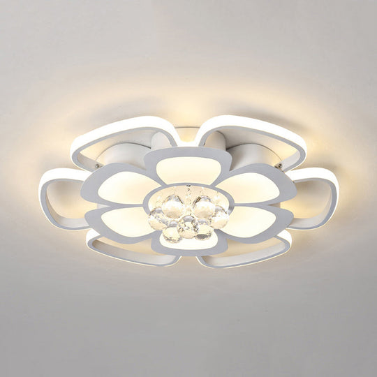 White Acrylic Blossom LED Ceiling Light - Crystal Ball Kids Lamp for Nursing Room