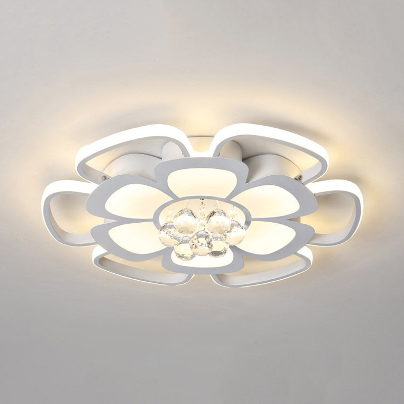 White Acrylic Blossom Led Ceiling Light - Crystal Ball Kids Lamp For Nursing Room