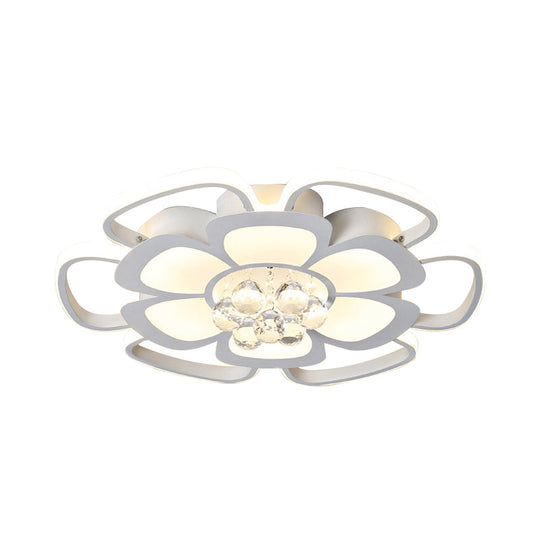 White Acrylic Blossom LED Ceiling Light - Crystal Ball Kids Lamp for Nursing Room